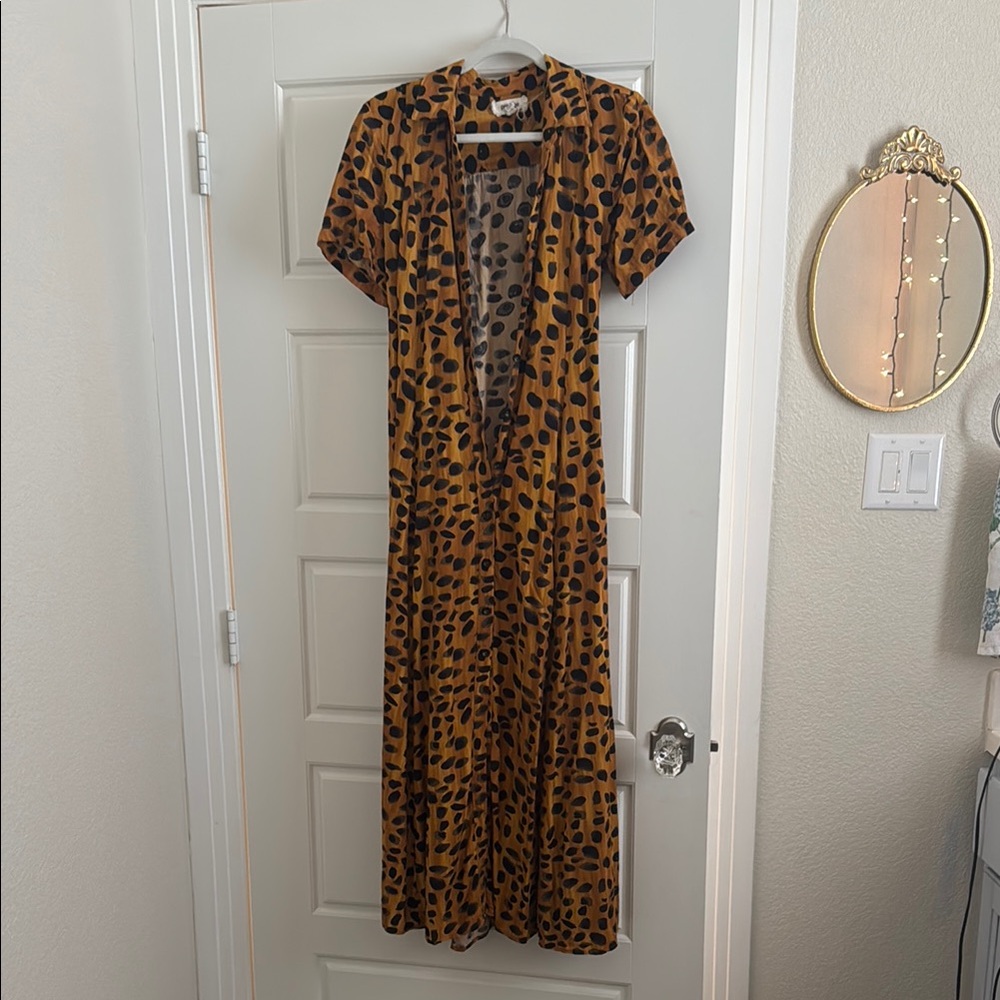 Leopard Print V-Neck Dress